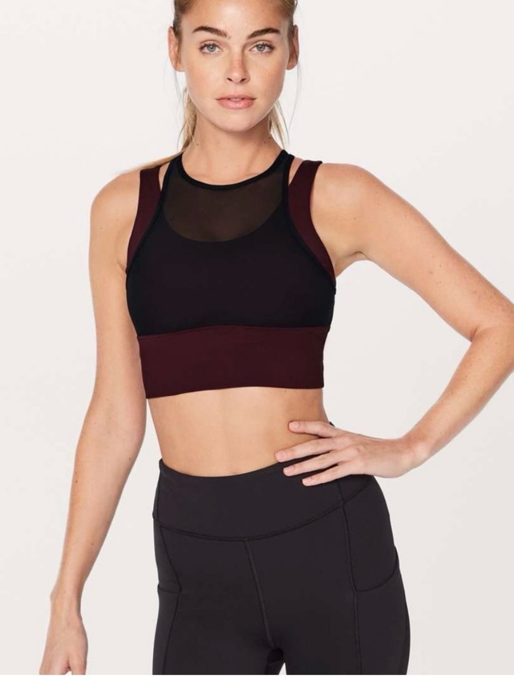 Lululemon Double Tap Bra II Black and Burgundy
